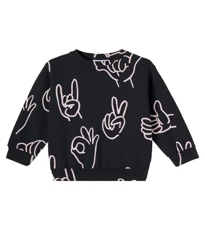 Molo Kids' Monti Printed Cotton Jersey Sweatshirt In Black