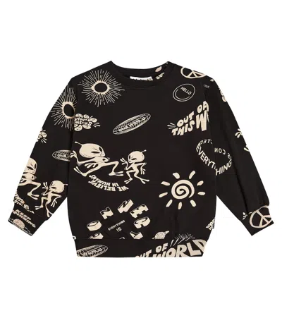 Molo Kids' Printed Organic Cotton Sweatshirt In Black