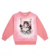 Molo Teen Girls Pink Cat Cotton Sweatshirt In Pink