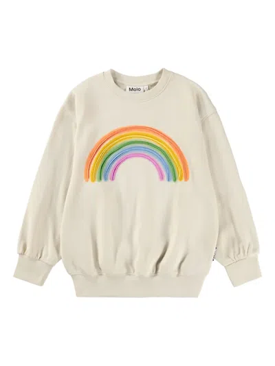 Molo Kids' Monti Rainbow-embroidered Sweatshirt In Neutral