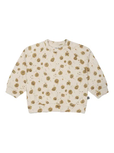 Molo Babies' Mood Dots-printed Sweatshirt In Ivory