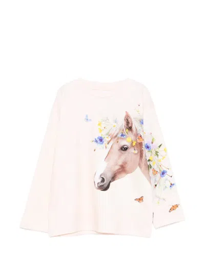 Molo Kids' Mountoo Horse-graphic Sweatshirt In Pink