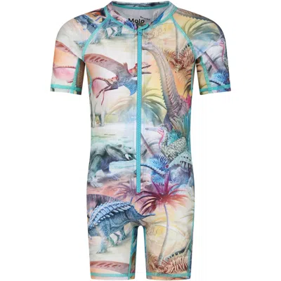 Molo Kids' Multicolor Anti-uv Swimsuit For Boy With Dinosaur Print