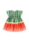 Molo Multicolor Dress For Baby Girl With Watermelon Print In Multicolor