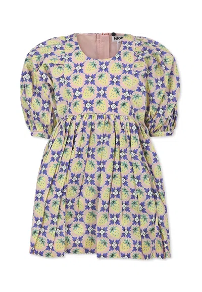 Molo Kids' Multicolor Dress For Girl With Strawberry And Floral Print