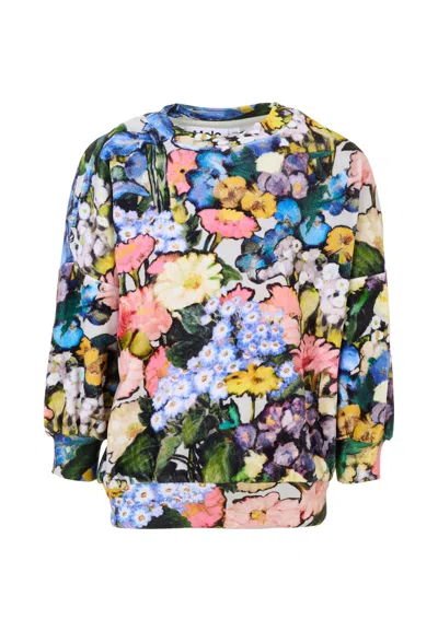 Molo Kids' Multicolor Sweatshirt For Girl With Flowers