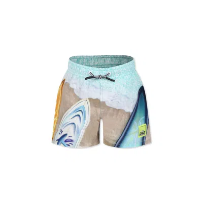 Molo Kids' Graphic-print Swim Shorts In Light Blue