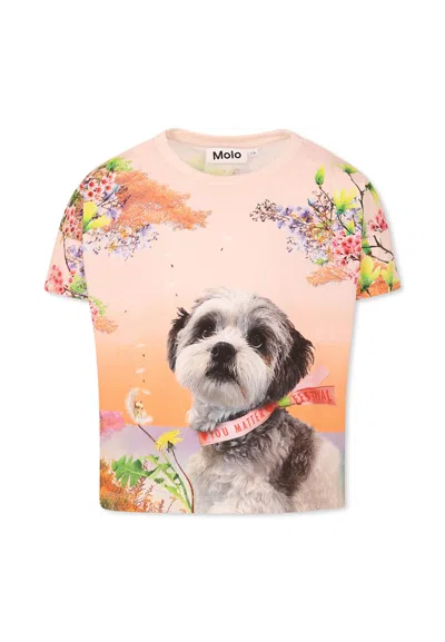 Molo Kids' Multicolor T-shirt For Girl With Dog