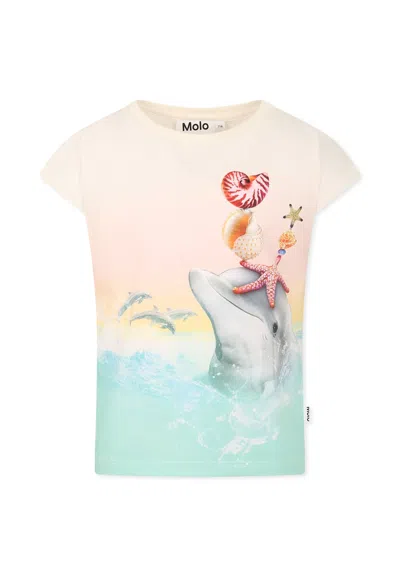 MOLO MULTICOLOR T-SHIRT FOR GIRL WITH DOLPHIN