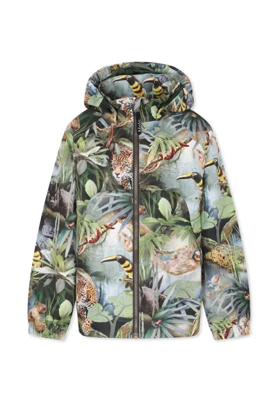 MOLO MULTICOLOR WINDBREAKER JACKET FOR BOY WITH JUNGLE PRINT