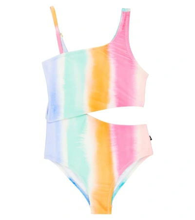 Molo Kids' Naan Tie-dye Cutout Swimsuit In Multicolor