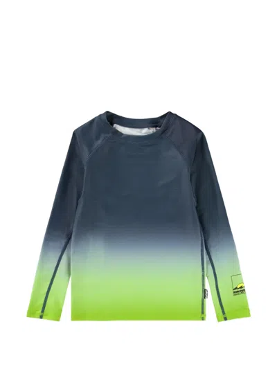 Molo Kids' Neptune Ls Gradient-effect Raglan-sleeve Swimwear In Blue