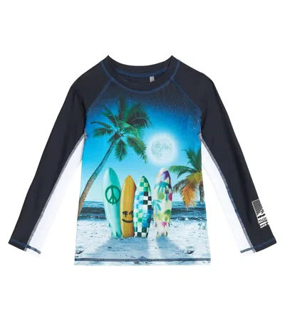 Molo Kids' Neptune Graphic-print Swim T-shirt In Black