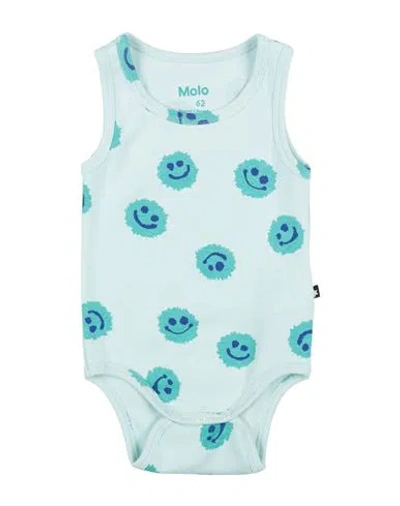 Molo Newborn Baby Bodysuit Sky Blue Size 3 Organic Cotton, Elastane
