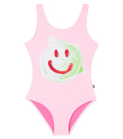 Molo Kids' Nika Printed Swimsuit In Pink