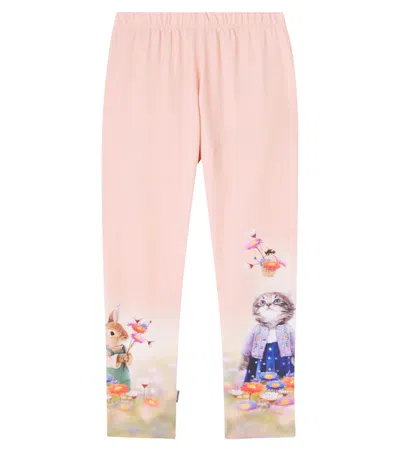Molo Kids' Niki Cotton-blend Jersey Leggings In Pink
