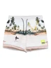 Molo Boy's Niko Surf-print Swim Shorts In Neutrals