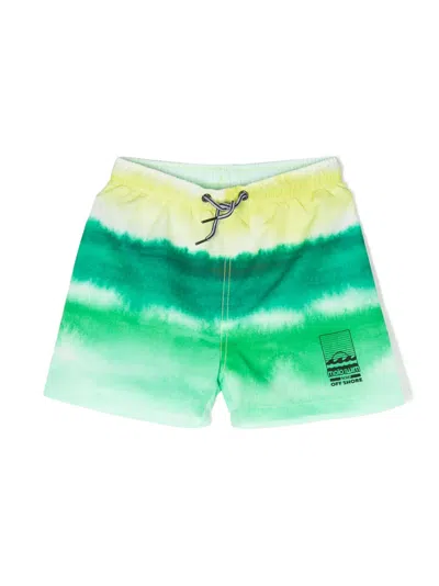 Molo Kids' Niko Tie-dye Swim Shorts In Green