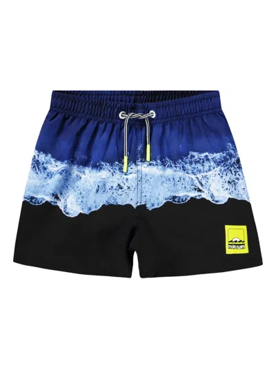 Molo Niko Wave-print Swim Shorts In Blue