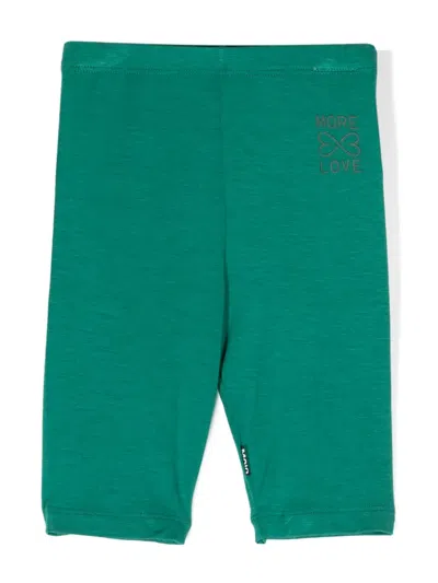 Molo Kids' Noa Slogan-print Leggings In Green