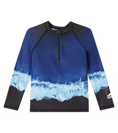 Molo Kids' Noble Printed Rashguard Top In Blue
