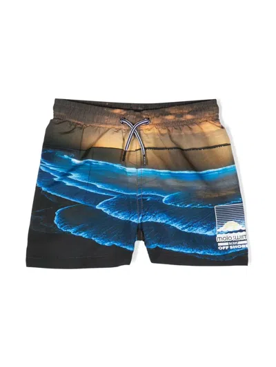 Molo Kids' Ocean-motif Swim Shorts In Multicolor