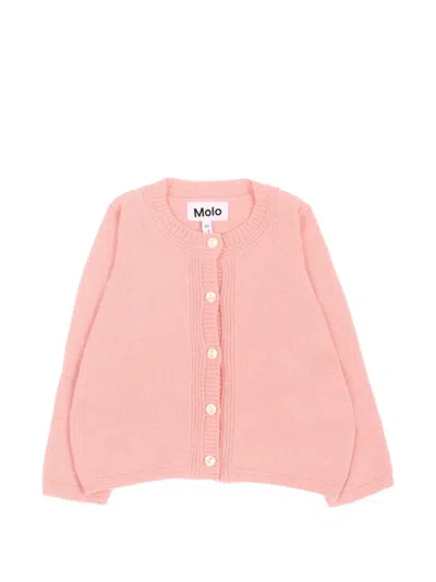 Molo Babies' Oita Fine-knit Button-up Cardigan In Pink