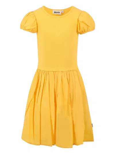Molo Kids' Organic-cotton Dress In Yellow