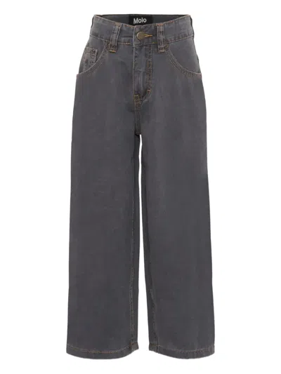 Molo Kids' Peace Motif Jeans In Gray