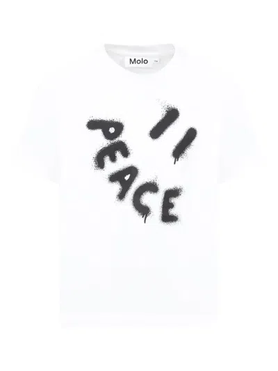 Molo Kids' Peace T-shirt In 白色