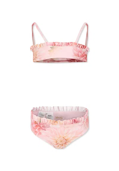 Molo Kids' Pink Bikini For Girl With Floral Print