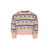 Molo Pink Crop Sweater For Girl With Strawberries In Pink