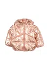 Molo Pink Down Jacket For Baby Girl With Rabbit In Pink