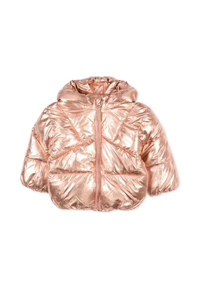 Molo Pink Down Jacket For Baby Girl With Rabbit