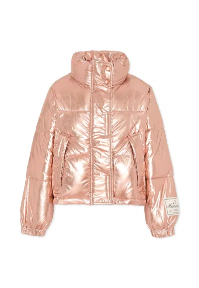 Molo Kids' Pink Down Jacket For Girl With Logo