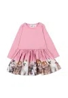 Molo Pink Dress For Baby Girl With Animal Print In Pink
