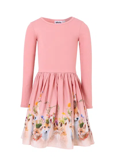 Molo Kids' Pink Dress For Girl With Fox
