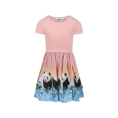 Molo Kids' Pink Dress For Girl With Panda