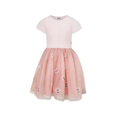 Molo Kids' Short Sleeve Dress In Pink