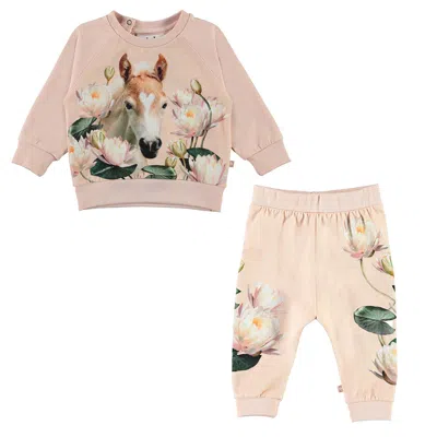 Molo Kids' Pink Lily Foal T-shirt In Multi