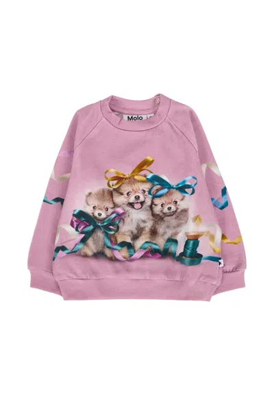 Molo Pink Sweatshirt For Baby Girl With Dog