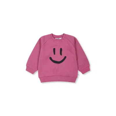Molo Pink Sweatshirt For Baby Girl With Smiley