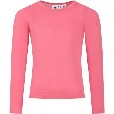 Molo Kids' Pink T-shirt For Girl With Logo In Fuchsia
