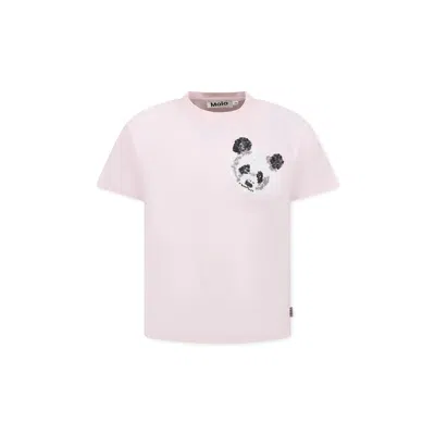 Molo Kids' Pink T-shirt For Girl With Panda