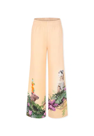 Molo Kids' Pink Trousers For Girl With Jungle Print