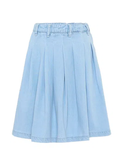 Molo Kids' Pleated Denim Skirt In Blue