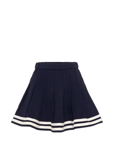 Molo Kids' Pleated Stripe-trim Skirt In Black