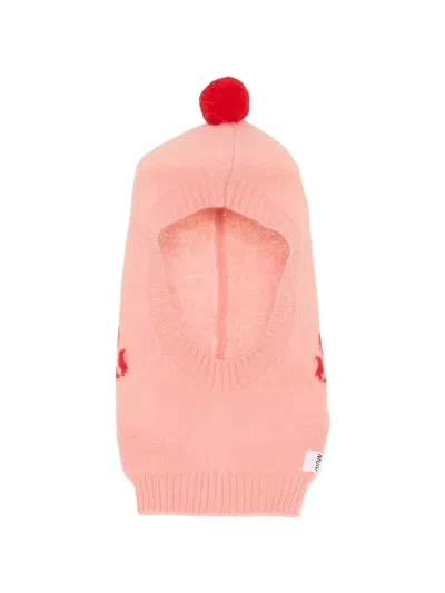 Molo Babies' Pom-pom Heart-intarsia Balaclava In Pink