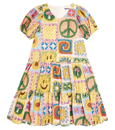 Molo Kids' Printed Cotton Dress In Multicoloured