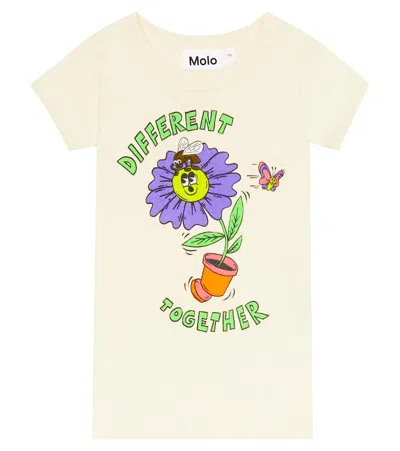 Molo Kids' Printed Cotton T-shirt In Naturelle